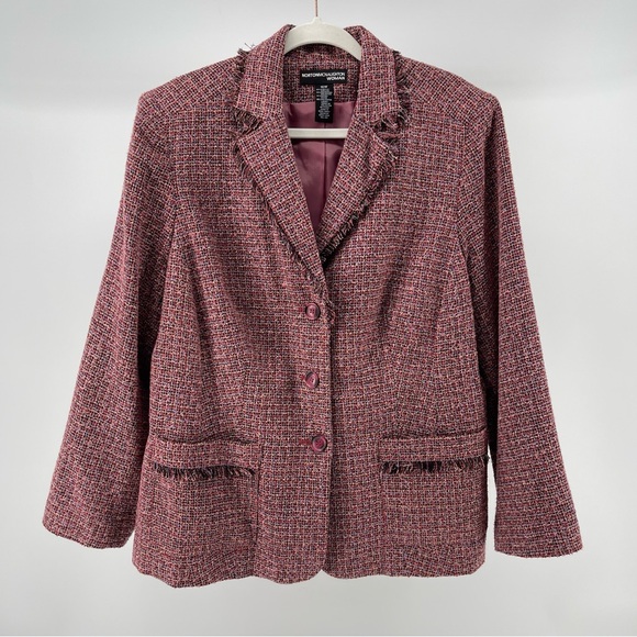Norton McNaughton Pink Tweed Triple Button Blazer Jacket, Women's 16W - Picture 1 of 6